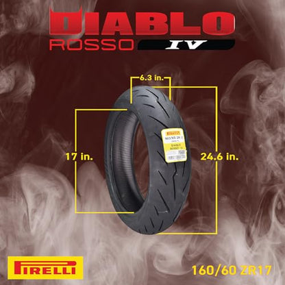 Pirelli Diablo Rosso IV Front & Rear Tire Set 110/70 ZR 17 & 160/60 ZR 17 - size: 110/70 ZR 17 54W; 160/60 ZR 17