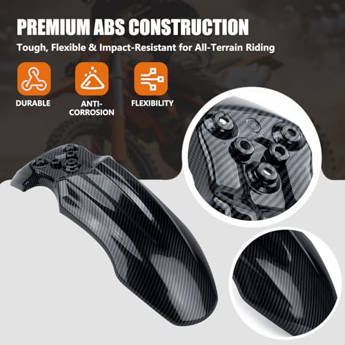 Dirt Bike Front Fender for Yozma IN10 Tuttio Soleil 01 MX350/500/650 SX500 KX110 XR70 Ridstar Q20 CRF50 Style with Mounting Bolts Ebike Dirt Pit Bike Wheel Mudguard (Carbon Fiber Style) - color: Carbon Fiber Style