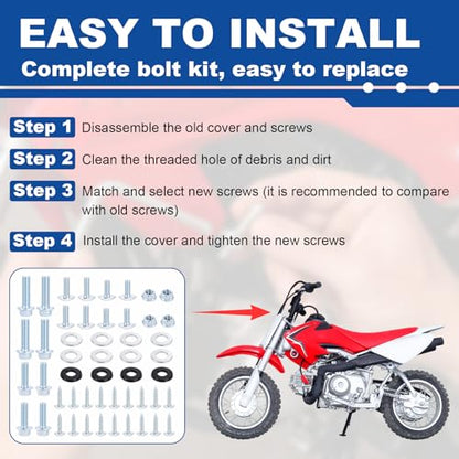 Podoy CRF50 Plastic Fairing Bolt Kit 50PCS Tank Mount Screw Set (50pcs)