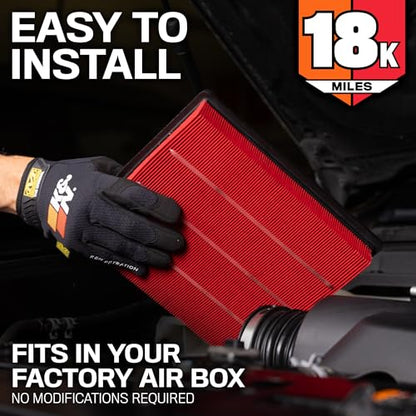 K&N Engine Air Filter: Long Life 18,000 Mile Replacement Air Filter: Compatible with 2015-2024 HYUNDAI SANTA FE SPORT L4-2.4L F/I, KNA-5075 - style: 18K Miles - Disposable