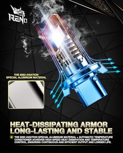 RENO H13 Bulb, 9008 Fog Bulb 800% Brighter High Speed Fan 6500K, Pack of 2 - size: H13