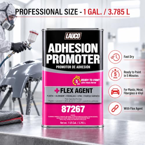 LAUCO Adhesion Promoter Gallon, Automotive Surface Adhesion Enhancer with Flex Agent for Plastic, Metal, Fiberglass, and Vinyl, Fast Dry, Ready to Paint in 5 Minutes 87267 - size: Gallon