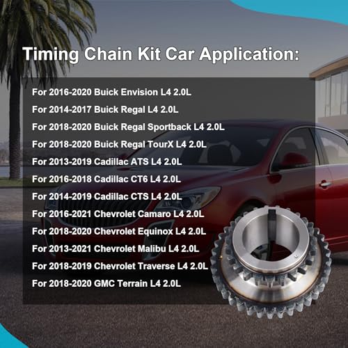 Timing Chain Kit & VVT Sprocket Compatible with 2013-2017 Cadillac ATS CTS, for Chevy Malibu, Camaro, for Buick Regal, 2.0L 2.5L Envision Turbo Engine OE Standard Timing Replacement Kit - color: Cadillac Timing Chain Kit