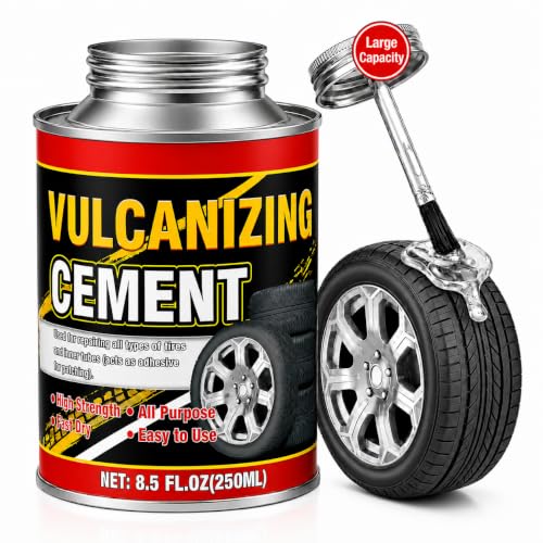 Zimtty Chemical Vulcanizing Cement,Heavy Duty Fast-Dry Tire Repair Glue with Brush, All-Purpose Rubber Cement for Tire Patches, Car, Motorcycle & Bike, Clear 8.5 Oz