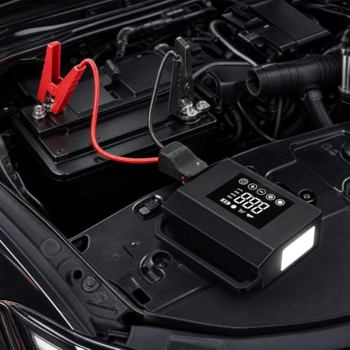 Tire Inflator Portable Air Compressor 150PSI, Jump Starter for All Gas/8.0L Diesel 4000A & 12V DC, Road Trip Essentials for Men and Women