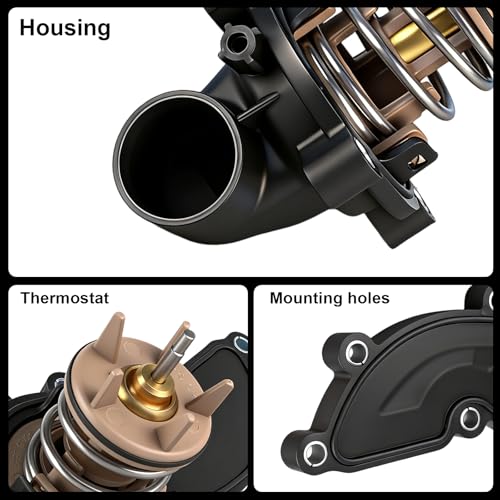Engine Coolant Thermostat Housing Assembly w/Gasket Compatible with Audi Q5 Q7 A4 A5 A6 A7 A8 Quattro S4 SQ5 Volkswagen Touareg 3.0L,Replaces#06E121111AL 06E121111AD 06E121111P 902-5218 - size: 902-5218