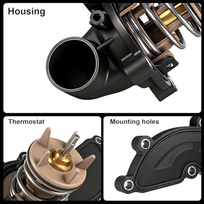 Engine Coolant Thermostat Housing Assembly w/Gasket Compatible with Audi Q5 Q7 A4 A5 A6 A7 A8 Quattro S4 SQ5 Volkswagen Touareg 3.0L,Replaces#06E121111AL 06E121111AD 06E121111P 902-5218 - size: 902-5218