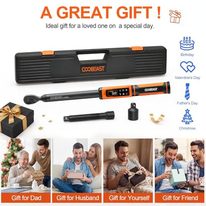 Digital Torque Wrench 1/2 Drive,Preset Value(3.76-250.8Ft.lbs./5.1-340Nm) - color: Black, size: 1/2-inch(3.76-250.8 Ft.lbs./5.1-340Nm)