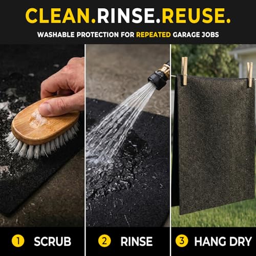 GOLENER Oil Spill Mat - 36”x60” Garage Floor Mat for Under Car, Absorbent Oil Mat, Rubber Floor Mats, Waterproof, Contain Liquid, Protect Garage Surface from Spills, Reusable, Washable, Durable, Black - size: 3' x 5' (Rectangular)