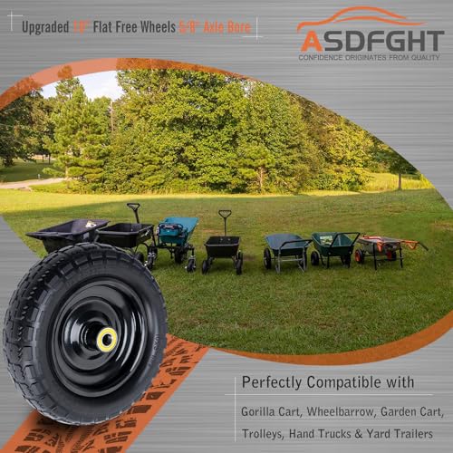 10 Inch Solid Rubber Tires(2-Pack), 4.10/3.50-4 Tire and Wheel Flat Free, with 5/8" Bearings, 2.17"Offset Hub for GOR Garden Cart, Wheelbarrow, Trolleys, Hand Trucks & Yard Trailers - size: 5/8in-10in
