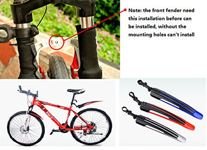 BlueSunshine Adjustable Road Mountain Bike Bicycle Cycling Tire Front/Rear Mud Guards Mudguard Fenders Set (Red + Black) - color: Red + Black