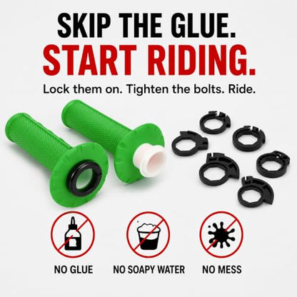 Motorcycle Lock-on Grips 7/8”Handlebar Handle Green - color: green