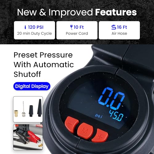 VIAIR EVC88P Digital 12V Tire Inflator, 120 PSI with Auto Shut Off for Cars - style: Digital Automatic