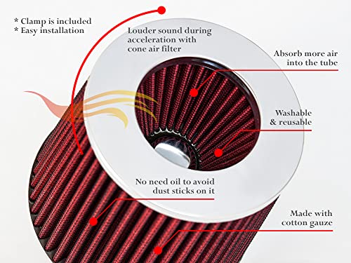 Short Ram Intake Kit for 98-01 Ranger/98-01 B3000 3.0L V6 (Red) - color: Red