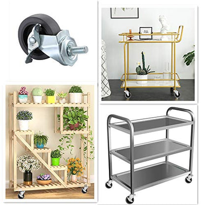 Caster Wheels, 3" Locking Swivel Threaded Stem Casters Set of 4 - color: Grey, size: Grey-4pack
