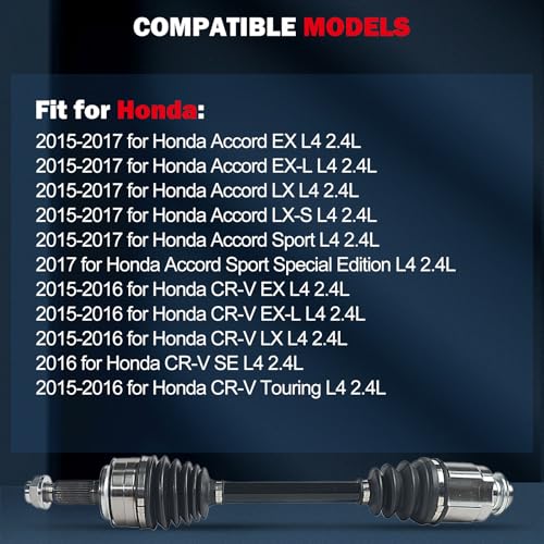 CCIYU Front Right CV Axle Shaft Assembly for Honda Accord 2013 2014 - size: 17-9576