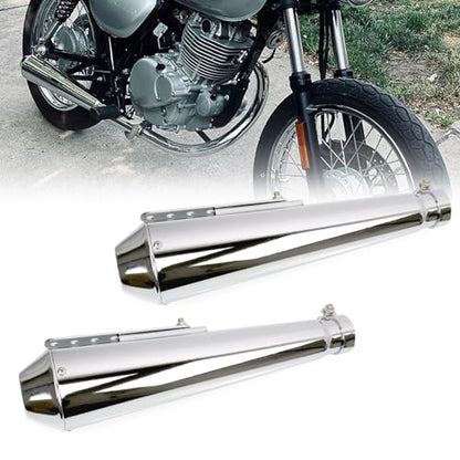 Sporacingrts 2PCS Stainless Steel Motorcycle Exhaust Mufflers Silver - color: Sliver