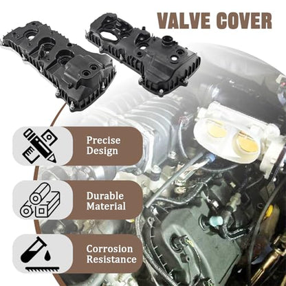 Aluminum Engine Valve Cover Set with Bolts Compatible with Ford F-150 Expedition Transit 150 250 350 Lincoln Navigator 3.5L V6 Turbo 2013-2023, Replace DL3E6K271FA BL3E6K273CB