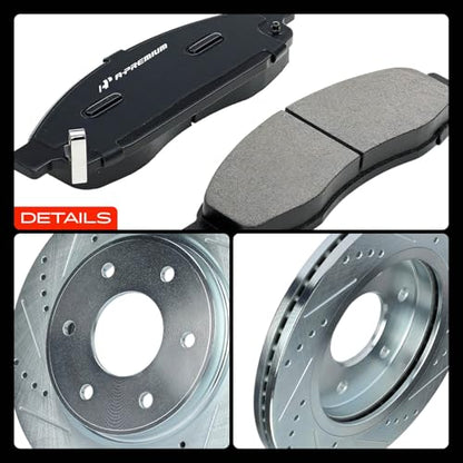 A-Premium 12.6 inch (320mm) Front Brake Rotors & Ceramic Pads Kit, 6-Pack