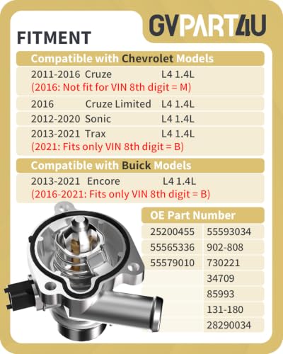 Thermostat Housing Assembly Fit for Chevrolet Buick, OEM 55565336 - size: 1.4L