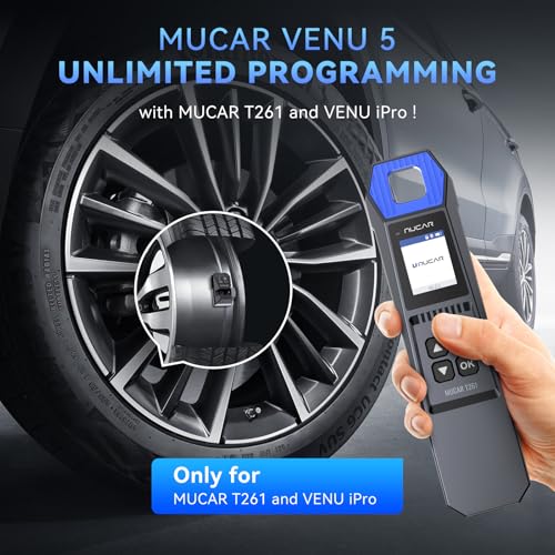 MUCAR VENU5 TPMS Sensor Set of 4, Activation Relearn by Universal TPMS Tool,Tire Pressure Sensor 2-in-1 (315MHz + 433MHz) OE Programmed by T261/VENU iPro for 98% Vehicle Model