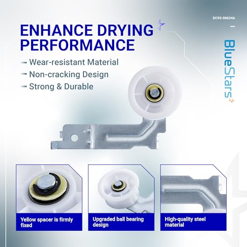[Upgraded Dual Ball Bearings] BlueStars DC93-00634A Dryer Idler Pulley - size: Pack of 2
