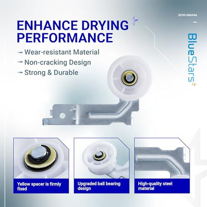 [Upgraded Dual Ball Bearings] BlueStars DC93-00634A Dryer Idler Pulley - size: Pack of 2