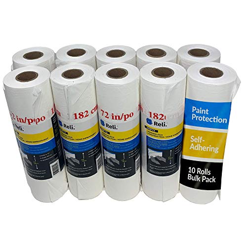 Reli. Masking Film, 10 Rolls Bulk (90' x 72") | Masking Plastic Film for Painting, Automotive | Hand-Masker Plastic (10 Pack) - size: 90 foot length x 72 inch width | 10 rolls