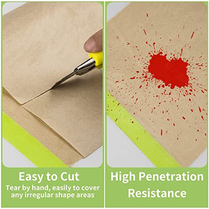 Tangibay Pre-Taped Masking Paper for Painting - 24 inch x 50 feet Tape and Drape Painters Paper, Paint Adhesive Protective Paper Roll for Covering Skirting, Frames, Cars and Auto Body (2 Rolls) - size: 2 Rolls: 24"