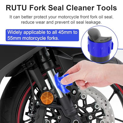 Motorcycle Fork Seal Cleaner 45-55mm Shock Absorber Repair Tool 2 Pack Blue - color: BLUE