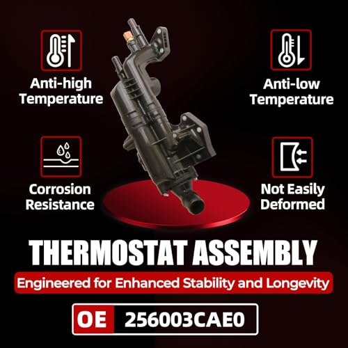 MITZONE Engine Coolant Thermostat Housing Compatible with 2010-2019 Hyudai Azera Sant FE XL Kia Cadenza Sedona Sorento 3.3L 3.5L Repalce 256203CAA0