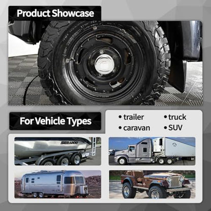 2Pcs 5.15" OD 4.95" H Trailer Wheel Center Caps with Removable Top - color: Chrome, size: 5.15" OD 4.95" H