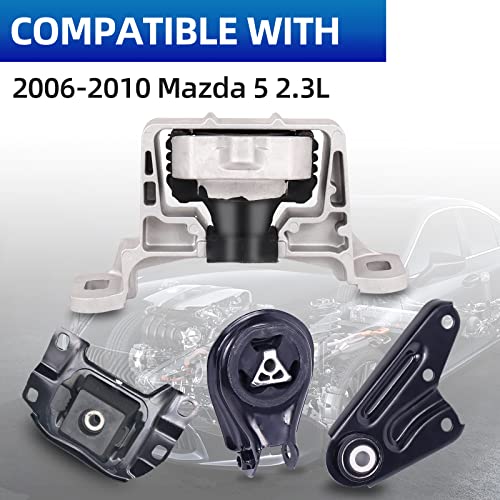 4PCS Engine Motor Mount Set Compatible with 2004-2009 Mazd 3 2.3L - size: 5 06-10