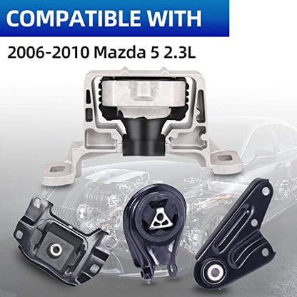 4PCS Engine Motor Mount Set Compatible with 2004-2009 Mazd 3 2.3L - size: 5 06-10