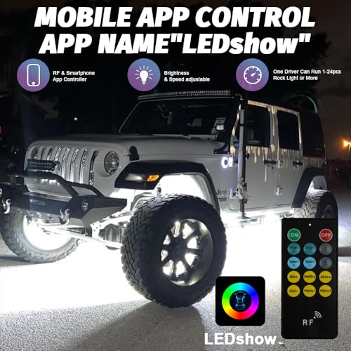 17in Pure White Wheel Ring Lights,12V New Upgrade Quad Rows 1248-LEDs Waterproof Tire Rim Light with RF Remote APP Control for Truck Car SUV Pickup - size: 17IN