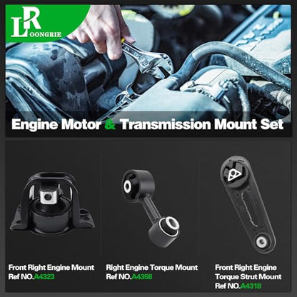 Engine Motor and Transmission Mount Kit Compatible with Cube 2009-2014 - size: 2007-2012 Versa