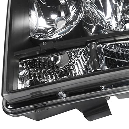 APSVE Headlight Assembly for 2007-2014 Chevy Tahoe Suburban 1500 2500 - color: Black,Chrome