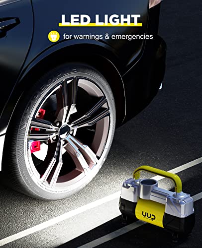 UUP Portable 12V Air Compressor, 150 PSI Tire Inflator with Dual Cylinders - color: Yellow