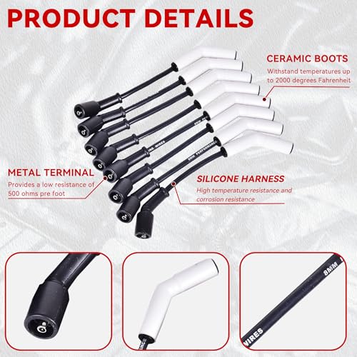 Spark Plug Wire Set 9070C Extreme 9000 Ceramic Boot Compatible with LS Terminals LS3 LS4 LS7
