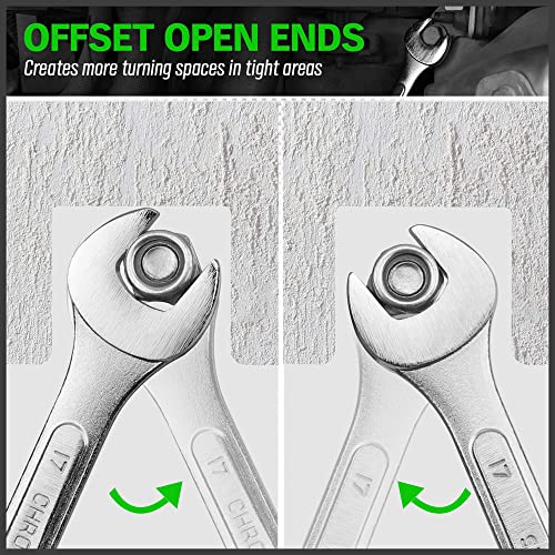 SWANLAKE GARDEN TOOLS 26-Piece Combination Wrench Set with Roll-up Pouch, SAE 1/4” - 1”, Metric 8mm - 24mm, Perfect for General Household, Garage, Auto Repairs and Travel Emergency - color: 26-piece Metric&sae Green