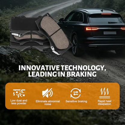 Ceramic Front Brake Pads Compatible with 2005-2023 Toyota Tacoma/2003-2023 4Runner/2007-2014 FJ Cruiser/2000-2006 Tundra/2001-2007 Sequoia;2010-2023 Lexus GX460/2003-2009 Lexus GX470(D976) - color: HZ976