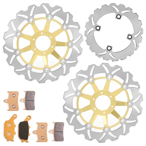 Front Rear Brake Disc Rotors Pads Kit for HONDA CBR900RR 94-97 VTR1000F Super Hawk 1997-2007 - color: Gold, size: CBR900RR 94-97 VTR1000F 1997-2007