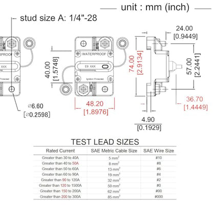 E9 50 Amp Marine Circuit Breaker Switchable 12V-72V UL - color: Surface Mount, size: 50A