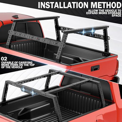 for Colorado & Canyon Overland 16-24.8" High Truck Bed Racks with 2 LED Lights Compatible with 2015-2025 Chevy Chevrolet Colorado & GMC Canyon, Ladder Rack for Bed Rails