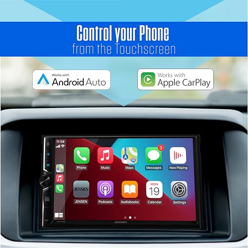 Jensen J3CA7W-BUC 7" Wireless Apple CarPlay Android Auto Stereo, Camera - style: 7” Wireless Double Din Stereo + Backup Camera