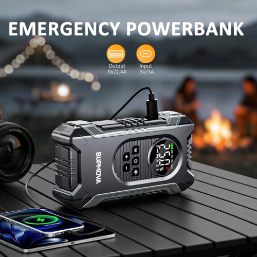 8000A Portable Car Battery Jump Starter with Air Compressor 150PSI - color: Black