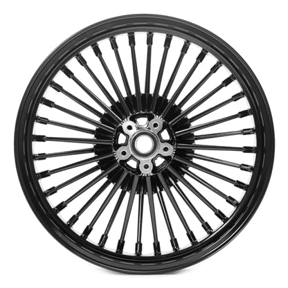 TOFR 21x3.5 18x3.5 Fat Spoke Black Wheels For Harley Touring Baggers 84-08 - color: Gloss Black, size: Front:21x3.5 Rear:18x3.5