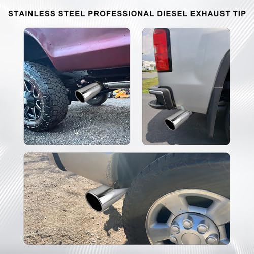 Mupera Universal 3 Inch Inlet Exhaust Tip, 4" Outlet, 12" Long - size: 3" Inlet 4" Outlet 12" Length Silver