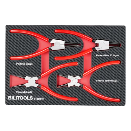 BILITOOLS 4PC 9" Internal & External Snap Ring Pliers Set - size: 9'' Internal & External Snap Ring Pliers Set