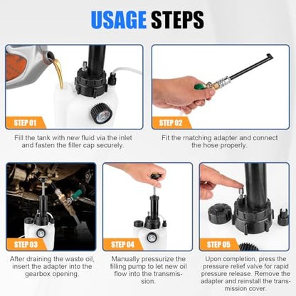 Transmission Fluid Pump Kit 3L Manual Refill 8pcs ATF Adapters